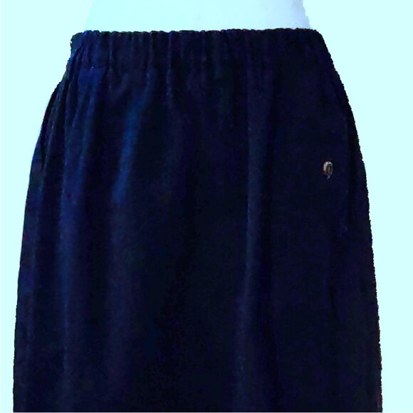 L.L. Bean Vintage 1980s/1990s Twill Navy Midi Skirt - Picture 4 of 7